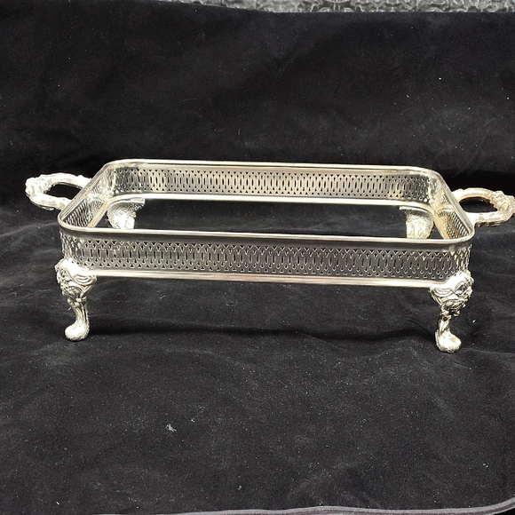 Vintage Silver Plated Casserole Tray Some Tarnish On One End As Shown In Photos - Picture 1 of 4